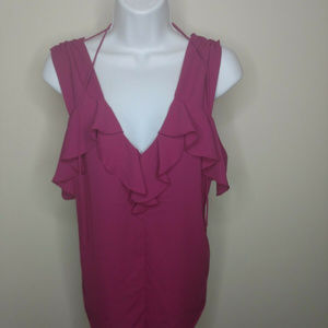 NWT Express Women's V Neck Ruffled Blouse